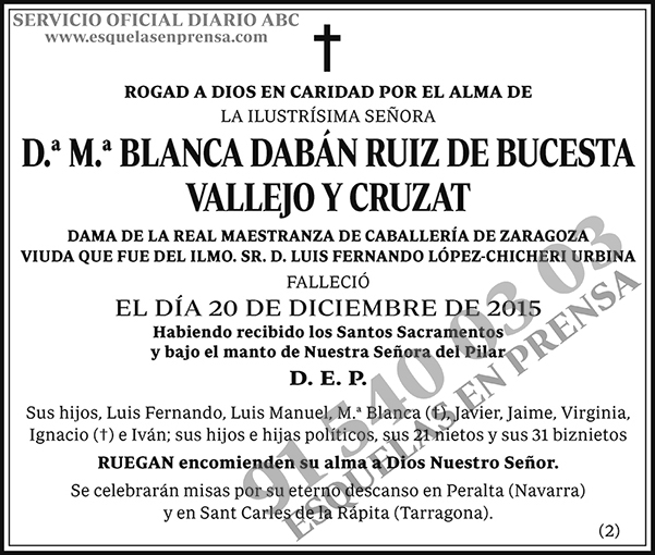 M.ª Blanca Dabán Ruiz de Bucesta Vallejo y Cruzat